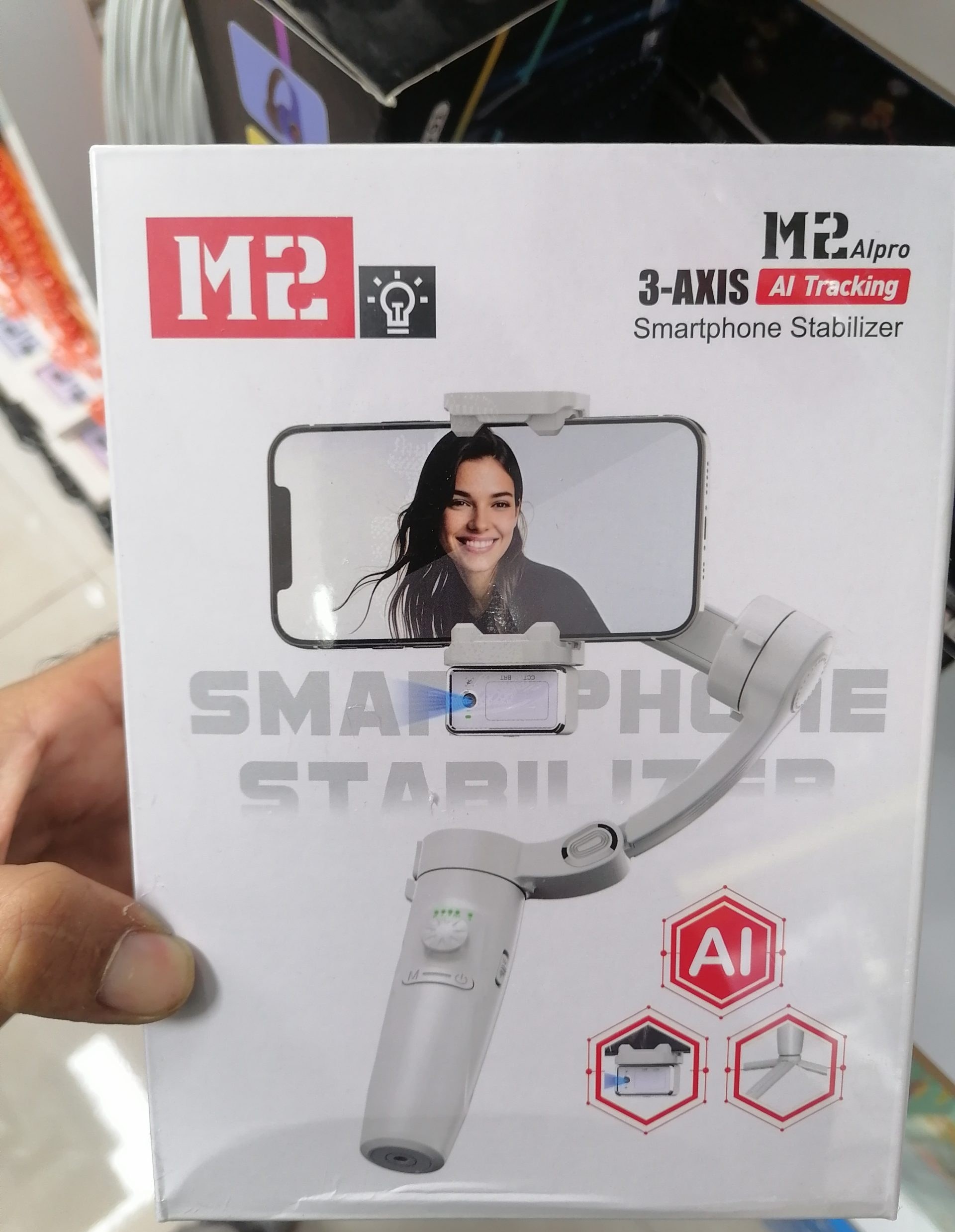 گیمبال موبایل حرفه ای ضد لرزش سه محوره 3-AXIS مدل M2 Aipro