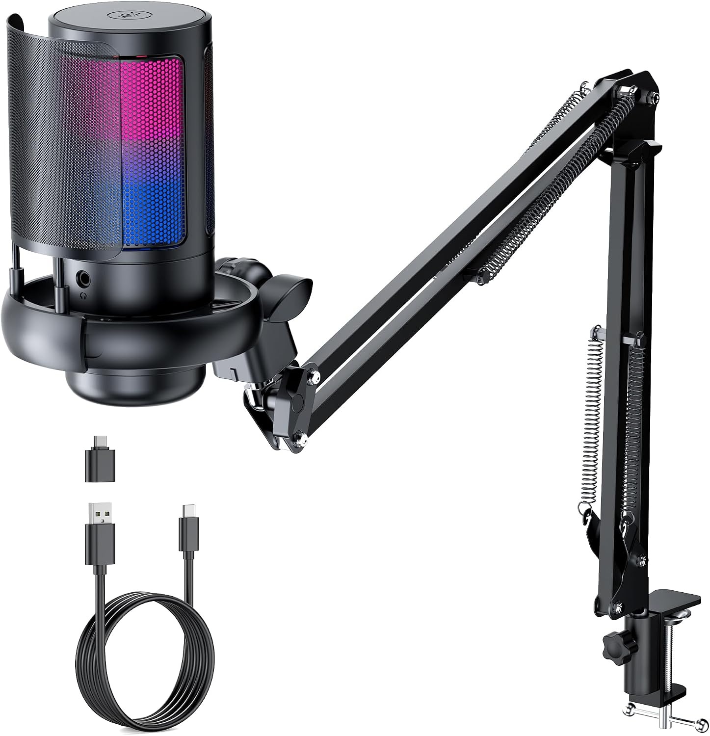 میکروفون RGB گیمینگ حرفه ای آرم استند QIUOIO
