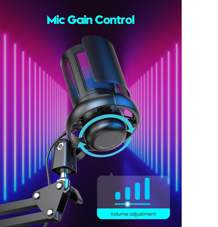 میکروفون RGB گیمینگ حرفه ای آرم استند QIUOIO