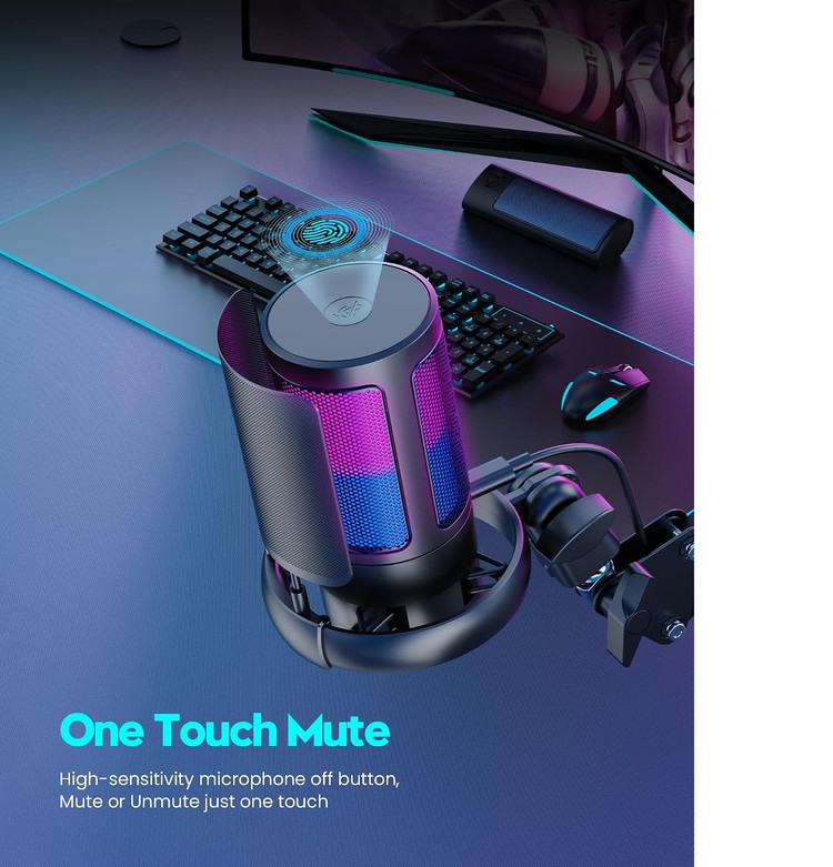 میکروفون RGB گیمینگ حرفه ای آرم استند QIUOIO